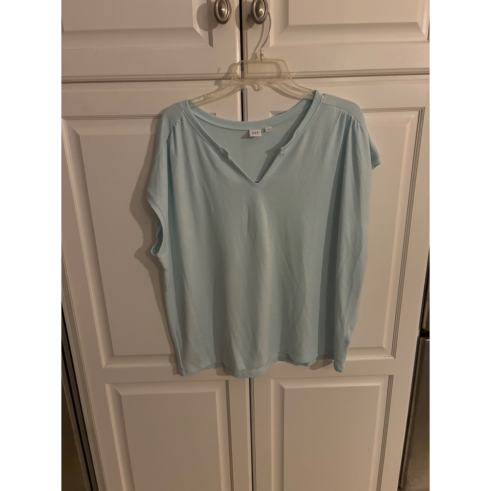 GAP Women's Light‎ Blue Crew Neck Short Sleeve Top XL Made in Vietnam